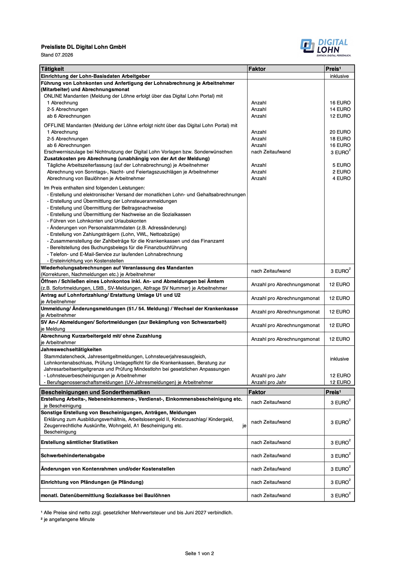 DL_Preisliste_2026_07_v2_s1 Preisliste DL Digital Lohn GmbH ab 01.07.2026